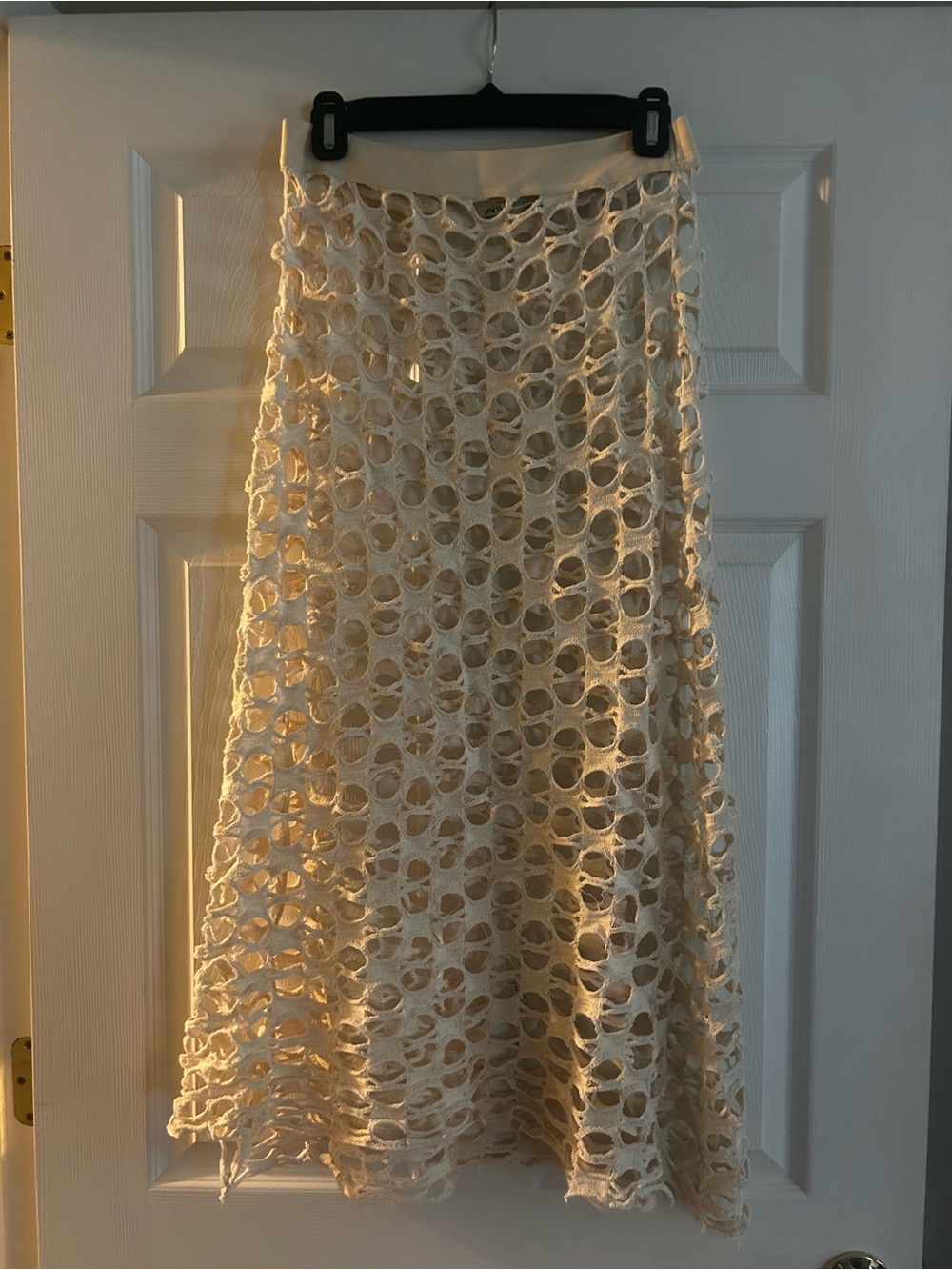 ZARA Cream Open Knit Crochet Maxi Skirt Size M